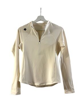 Descente Women’s Cream Quarter Zip Long Sleeve Active Top F360 Running Size XS